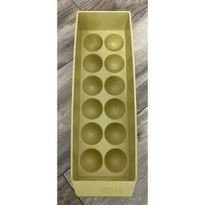 Vintage Refrigerator Dozen Egg Storage Container Harvest Gold 1970's‎